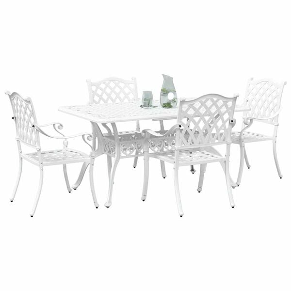 vidaXL Garden Dining Set 5 pcs White Aluminium