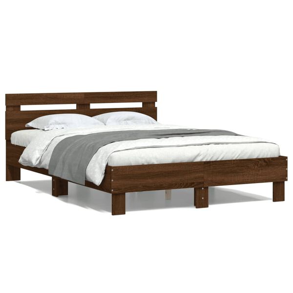 vidaXL Bed Frame without Mattress Brown Oak 135x190 cm Double