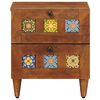 vidaXL Bedside Cabinet 2 pcs Brown 40 x 33 x 46 cm Solid Mango Wood