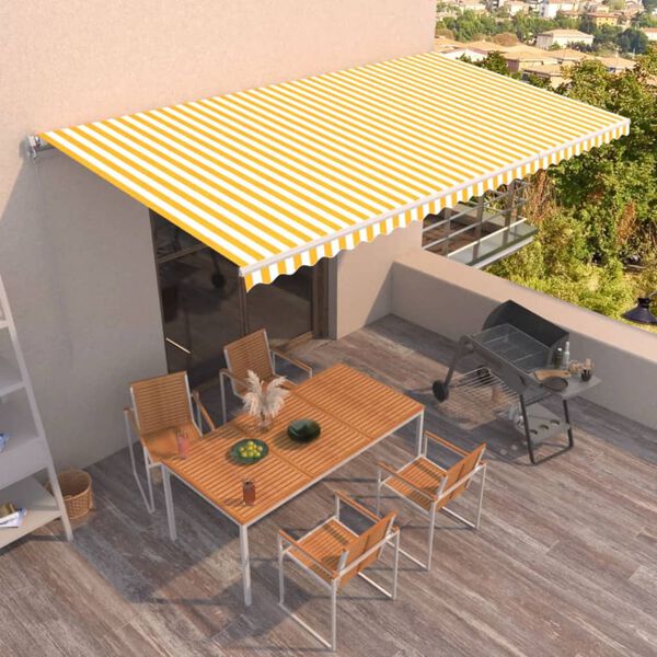 vidaXL Manual Retractable Awning 600x350 cm Yellow and White