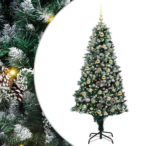 vidaXL Artificial Christmas Tree with 300 LEDs with Stand Green 180 cm