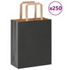 vidaXL Paper Bags 250 pcs with Handles Black 18x8x22 cm
