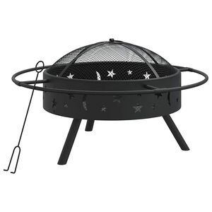 vidaXL Fire Pit with Poker 70 cm XXL Steel
