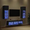 vidaXL TV Wall Units Wall-mounted 5 pcs Black Oak Engineered Wood