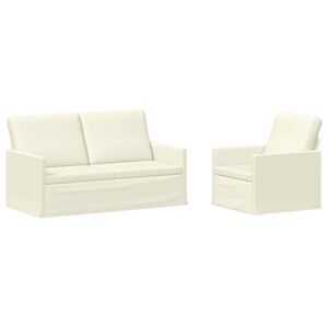 vidaXL Sofa Set 2 pcs Cream Corduroy Fabric