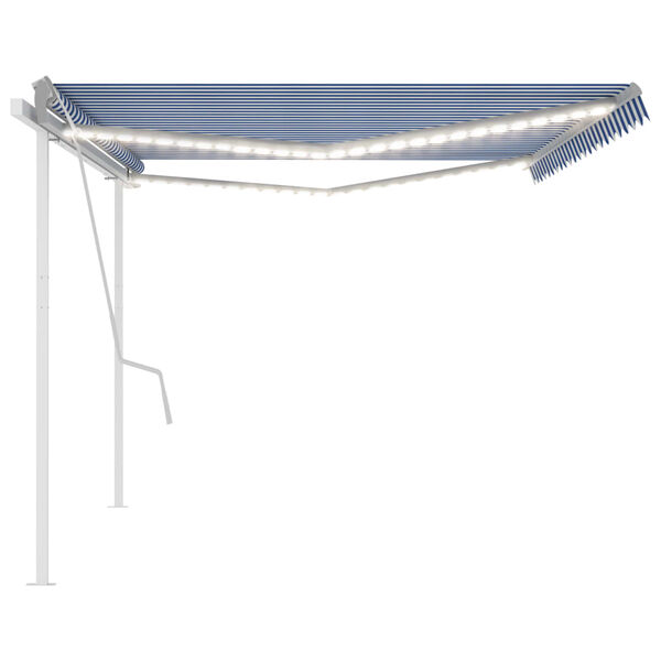 vidaXL Manual Retractable Awning with LED 5x3 m Blue and White