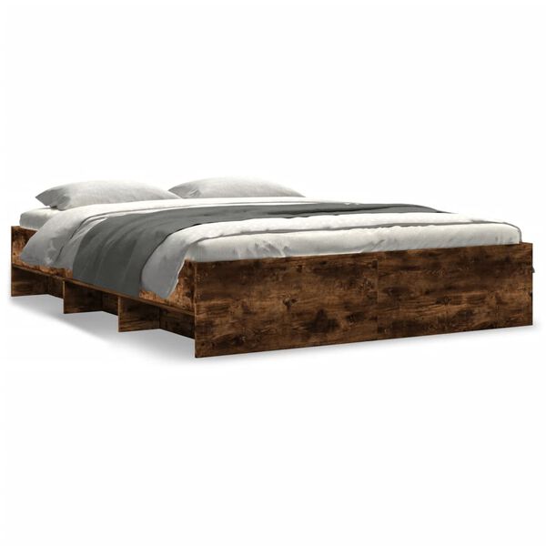 vidaXL Bed Frame without Mattress Smoked Oak 150x200 cm King Size Engineered Wood
