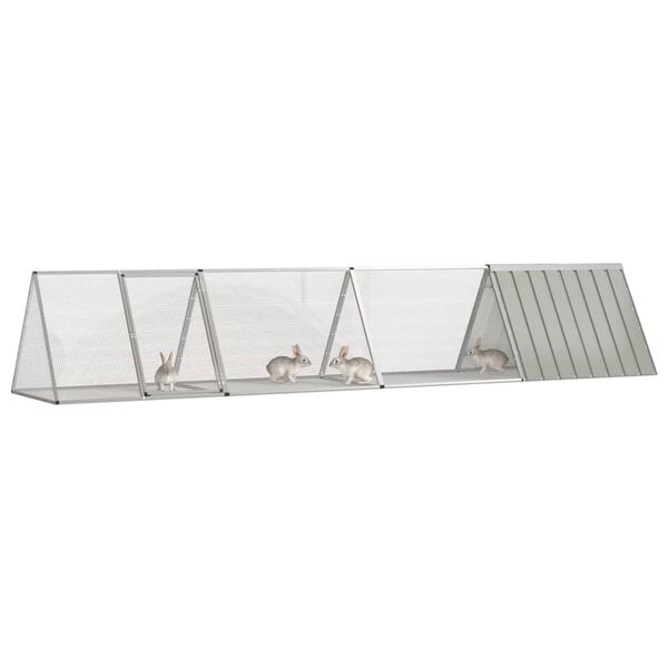 vidaXL Rabbit Cage Grey 403.5x80.5x71 cm Galvanised Steel