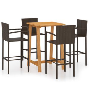 vidaXL 5 Piece Garden Bar Set Brown