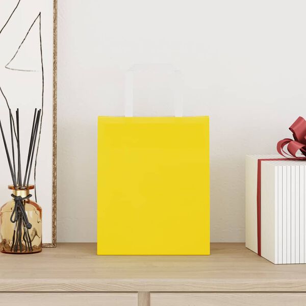 vidaXL Paper Bags 250 pcs with Handles Yellow 18x8x22 cm