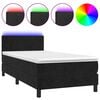 vidaXL Box Spring Bed with Mattress&LED Black 90x200cm Velvet