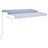 vidaXL Manual Retractable Awning with LED 300x250 cm Blue and White