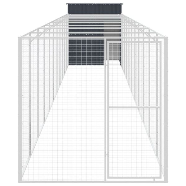 vidaXL Dog House with Run Anthracite 165x1271x181 cm Galvanised Steel