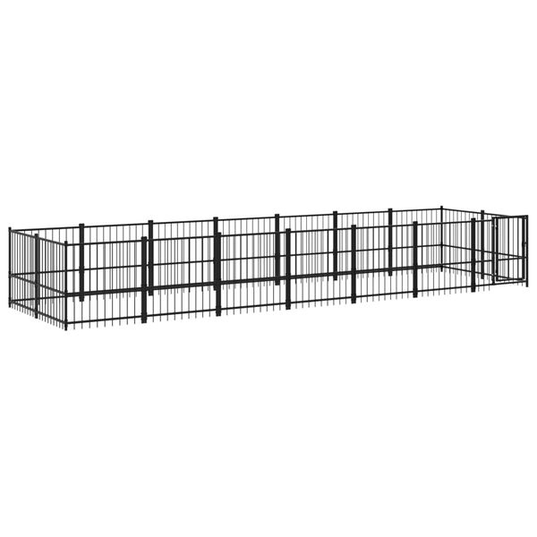 vidaXL Outdoor Dog Kennel Steel 13.14 m²