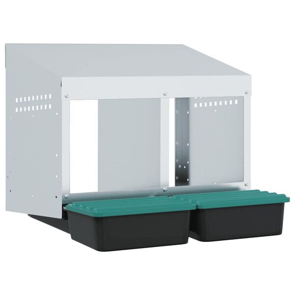 vidaXL Chicken Nesting Box 2 Compartments Wall-Mounted Galvanised Steel