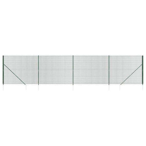 vidaXL Wire Mesh Fence with Spike Anchors Green 1.4x10 m
