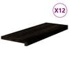 vidaXL Stair Treads 12 pcs Brown Black 70x25x2 cm Solid Wood Oak