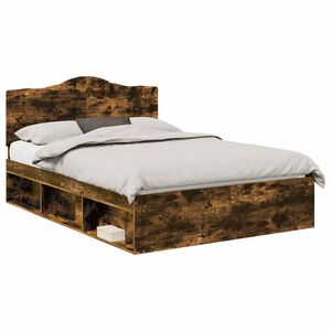 vidaXL Bed Frame Smoked Oak 160 x 200 cm Solid Pine Wood