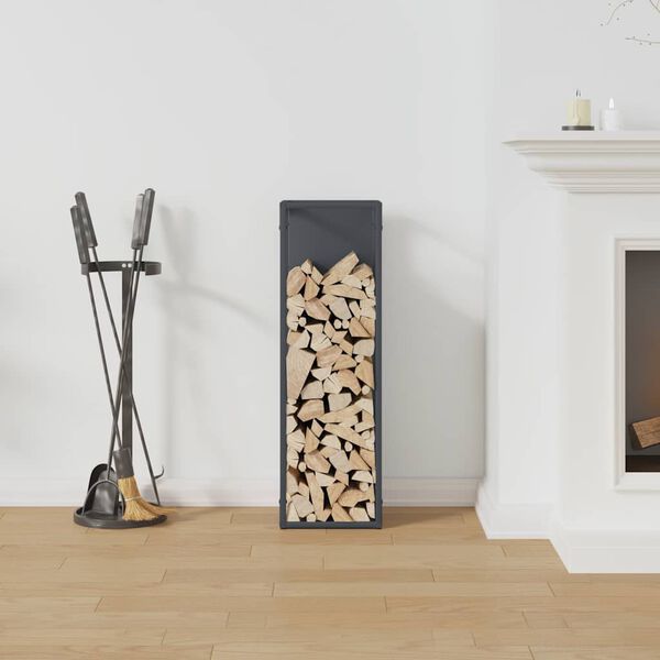 vidaXL Firewood Rack Anthracite 25x25x80 cm Cold-rolled steel