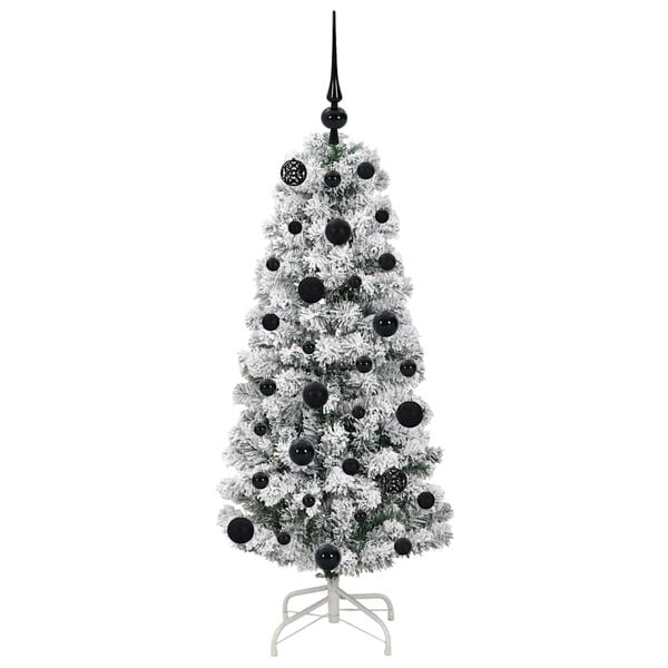 vidaXL Artificial Hinged Christmas Tree Green and White 120 cm