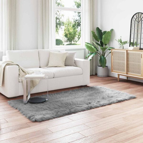 vidaXL Faux Sheepskin Rug Tafalla Grey 80 x 200 cm Polyester
