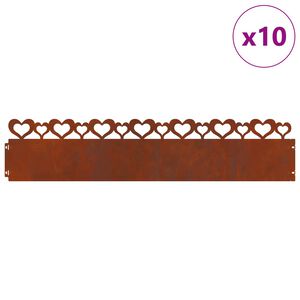 vidaXL Lawn Edgings 10 pcs Rusty 103 x 0.05 x 22 cm Weathering Steel