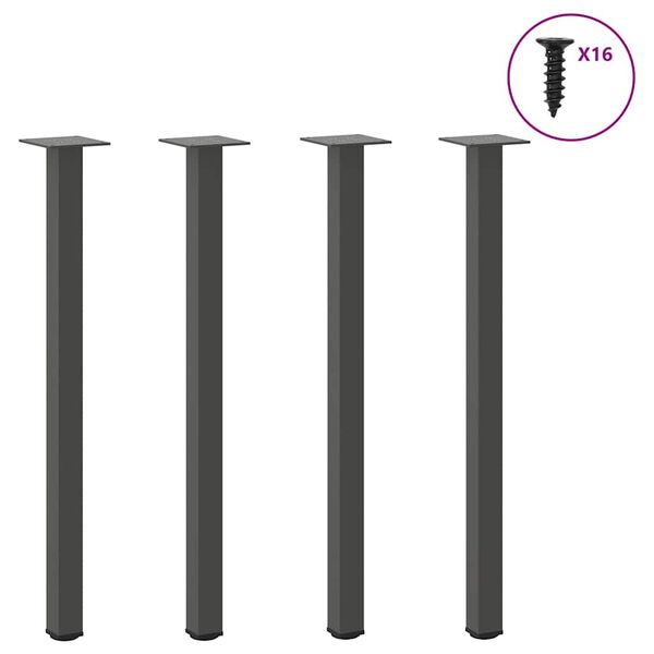 vidaXL Console Table Legs 4 pcs Anthracite 72-74 cm Steel