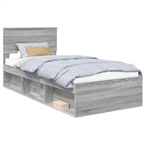 vidaXL Bed Frame Grey Sonoma 100 x 200 cm Engineered wood
