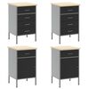 vidaXL Work Cabinet with Drawer 10 pcs Black Engineered Wood and Steel