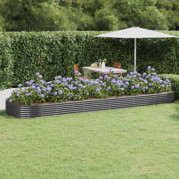 vidaXL Garden Raised Bed Galvanised Steel 523x140x36 cm Anthracite