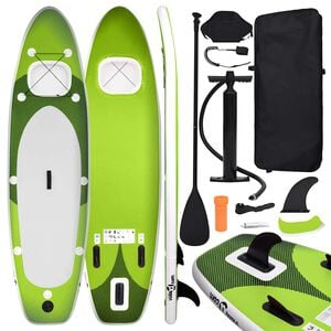 vidaXL Inflatable Stand Up Paddle Board Set Green 300x76x10 cm