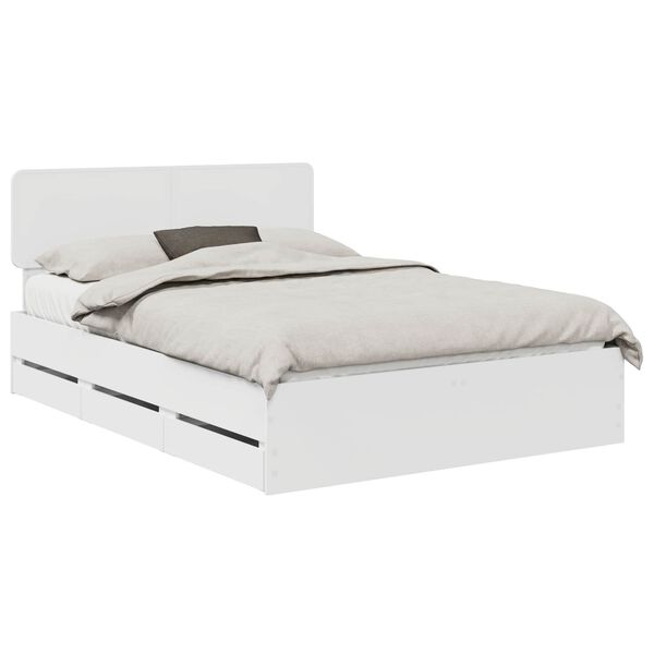 vidaXL Bed Frame with Headboard White 160 x 200 cm Engineered Wood