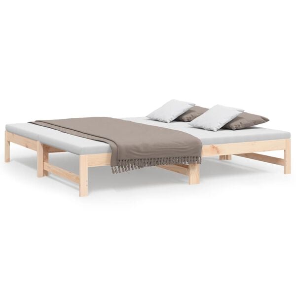 vidaXL Pull-out Day Bed without Mattress 2x(90x190) cm Solid Wood Pine
