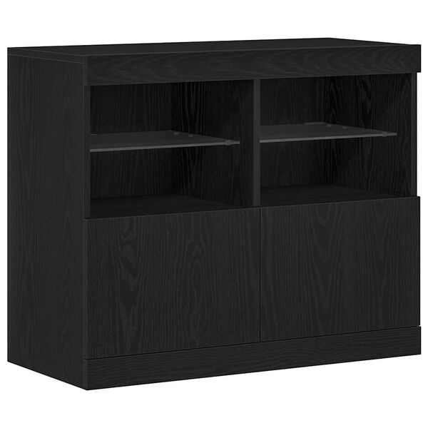 vidaXL LED Sideboard Black 81 x 37 x 66.5 cm Engineered Wood