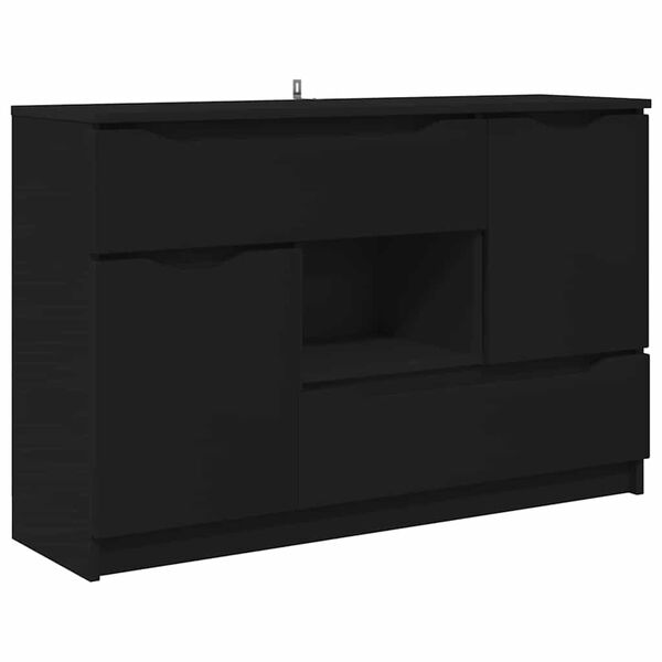 vidaXL Sideboard with Drawer Black 100 x 30 x 65.6 Engineered Wood