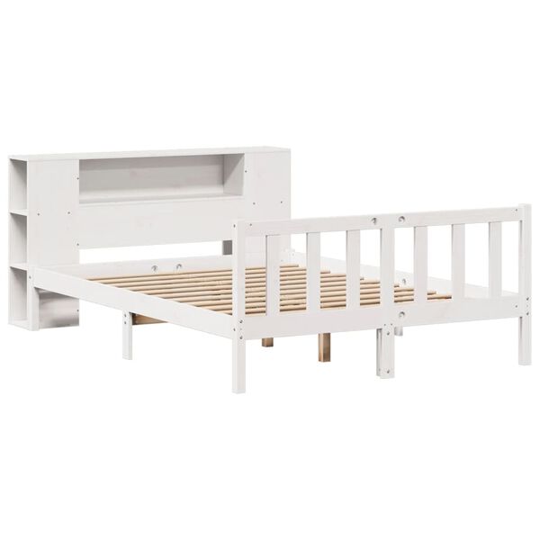 vidaXL Bookcase Bed without Mattress White 140x200 cm Solid Wood Pine