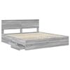 vidaXL Bed Frame with Drawer Grey Sonoma 200 x 200 cm Engineer Wood