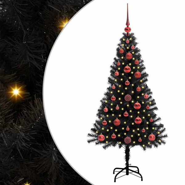 vidaXL Christmas Tree with 150 LEDs with Stand Black 120 cm PVC