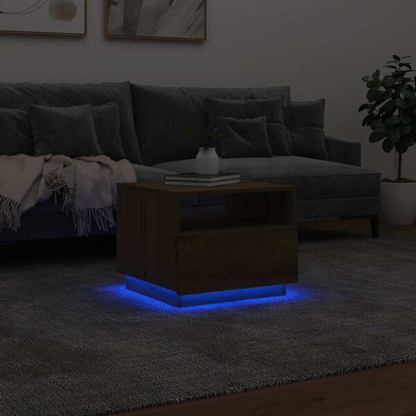 vidaXL Coffee Table with LED Lights Artisan Oak 50x49x40 cm