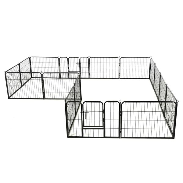vidaXL Dog Playpen 16 Panels Steel 60x80 cm Black
