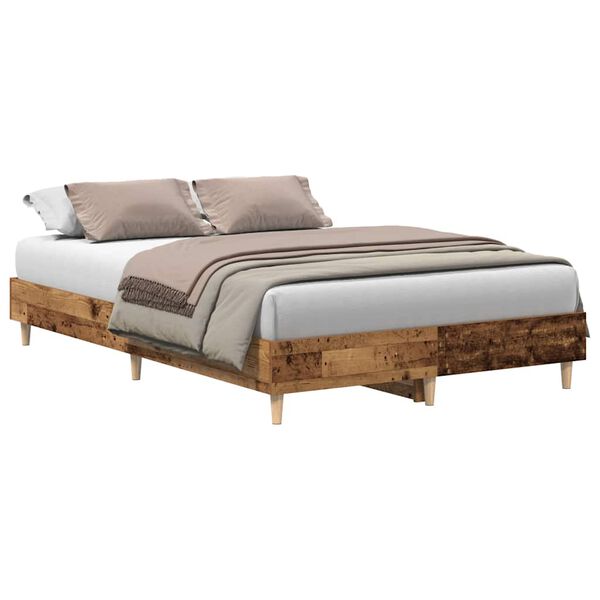vidaXL Bed Frame No Mattress Old Wood 135x190 cm Double Engineered Wood