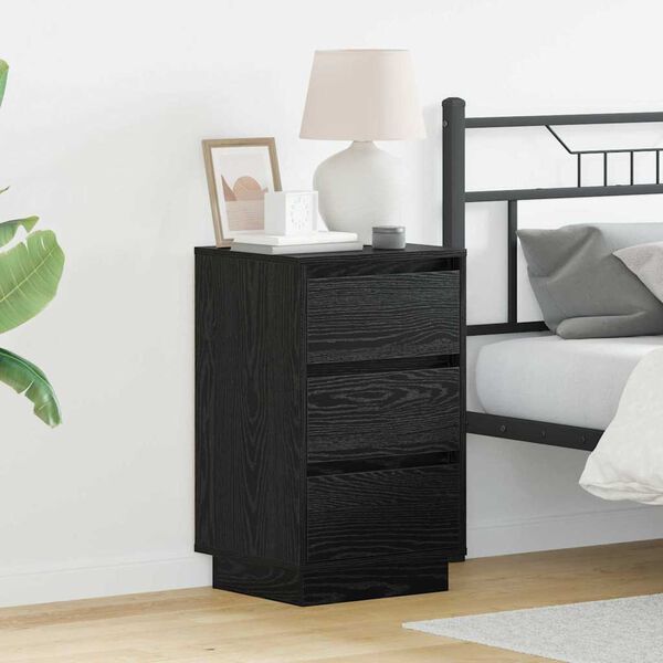 vidaXL Bedside Cabinet Black Oak 39 x 34.5 x 65 cm Engineered wood