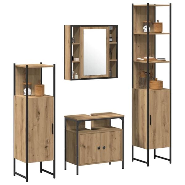 vidaXL Bathroom Cabinet Set Other 4 pcs Artisan oak Engineered wood