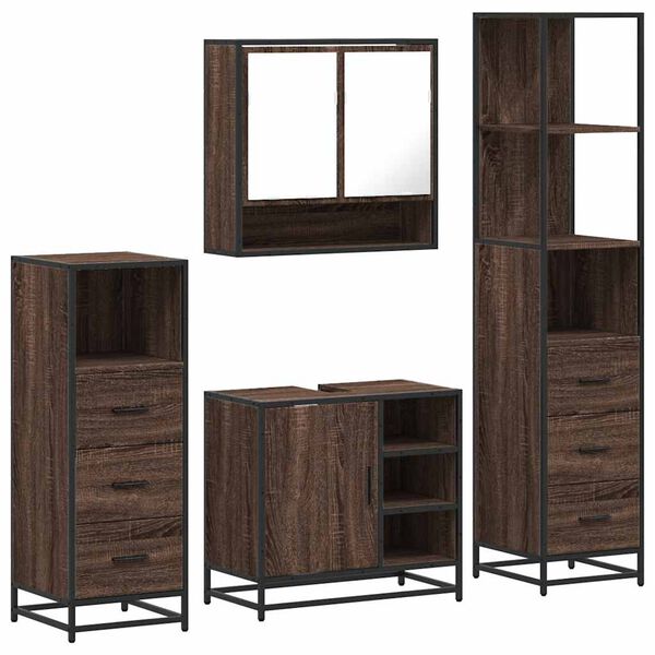 vidaXL 4&nbsp;Piece Bathroom Furniture Set&nbsp;Brown Oak Engineered Wood