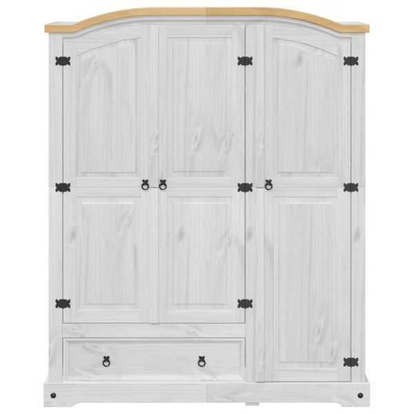 vidaXL Wardrobe Corona White 151.5x52x186 cm Solid Wood Pine