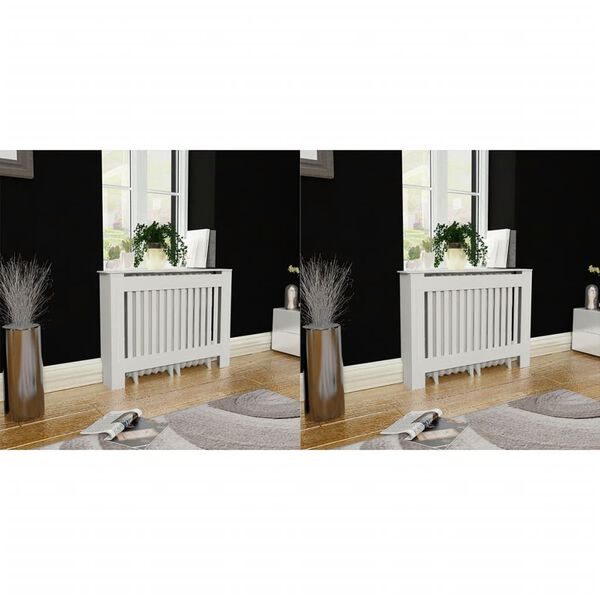 vidaXL Radiator Covers 2 pcs White MDF 112 cm