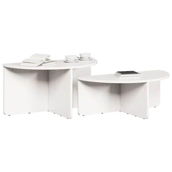 vidaXL Coffee Table 2 pcs White Solid pine wood