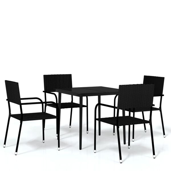 vidaXL 5 Piece Garden Dining Set Black