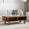 vidaXL Side Table with Wheels Old Wood 90 x 50 x 30 cm Engineered Wood