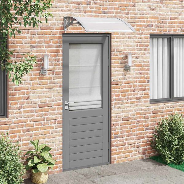 vidaXL Door Canopy Grey and Transparent 80x75 cm Polycarbonate